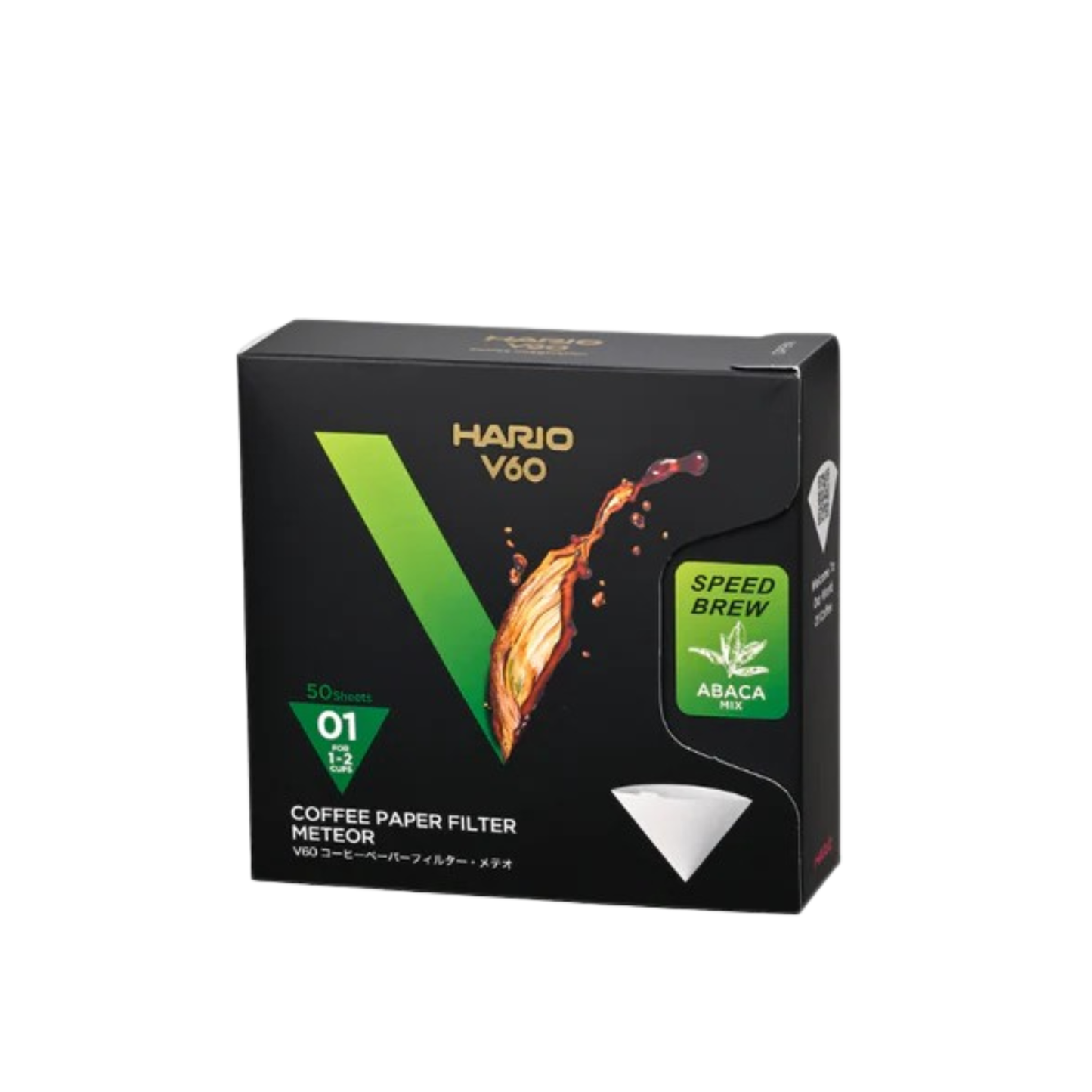 HARIO | 日本製 V60 白色 01/02 流星濾紙 (50入盒裝) 最強流速濾紙【平行進口產品】