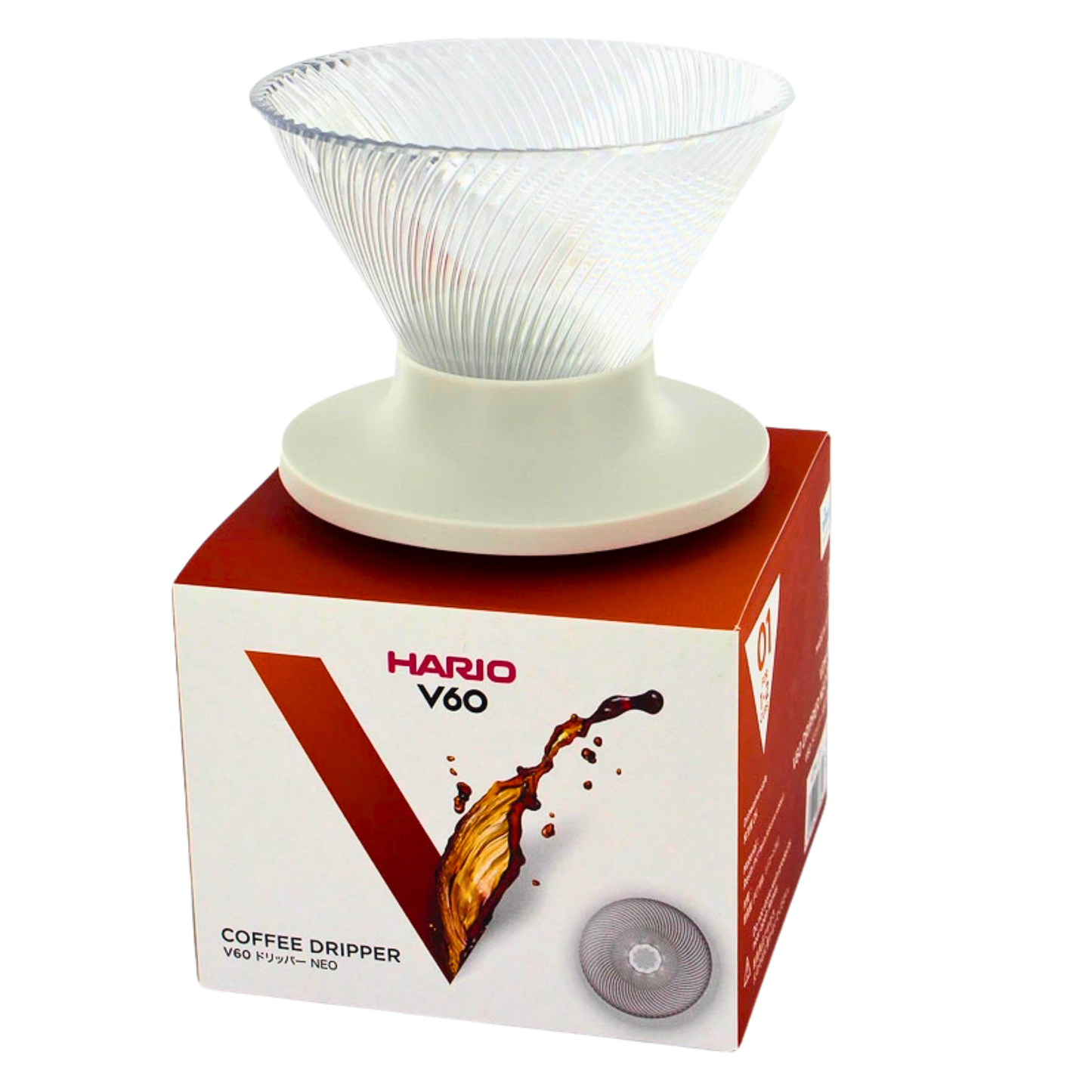 Hario｜V60 01/02 Dripper NEO 72 Ribs Transparent/Amber VDN-01-T/VDN-02-T/VDN-01-AB/VDN-02AB｜Flow Control Coffee Dripper【Parallel Import】