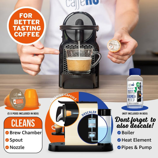 Caffenu｜Nespresso咖啡機專用 清潔膠囊 Cleaning Capsule 提升咖啡的風味和香氣 (5粒裝) *新舊包裝隨機發貨*