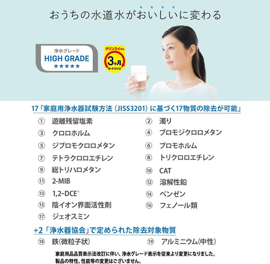 三菱｜Cleansui MD系列專用替換濾水芯 彩盒包裝 日本版 (3個裝, MDC01SZ)【平行進口產品】