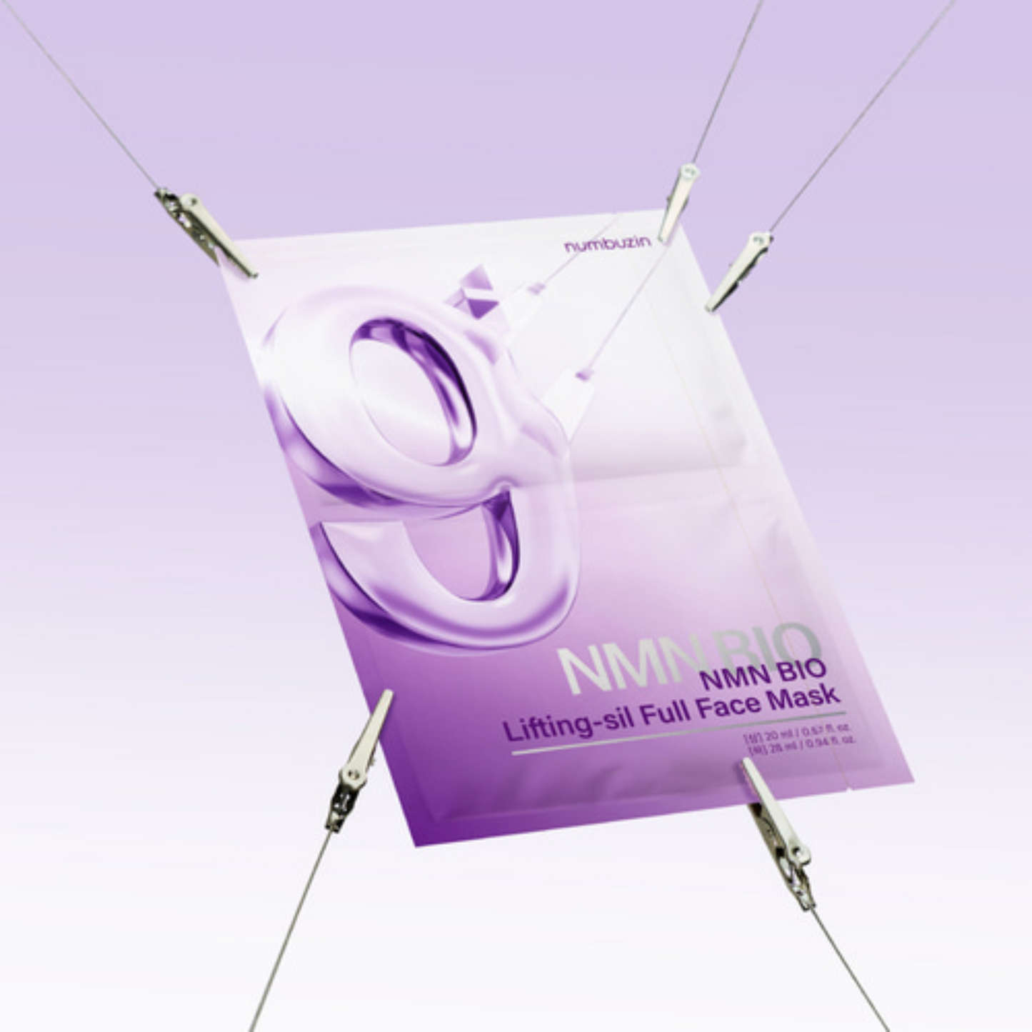 Numbuzin｜No.9 NMN Bio Lifting-sil Full Face Mask (4 Pieces) + Face band [Parallel Imported Product] 