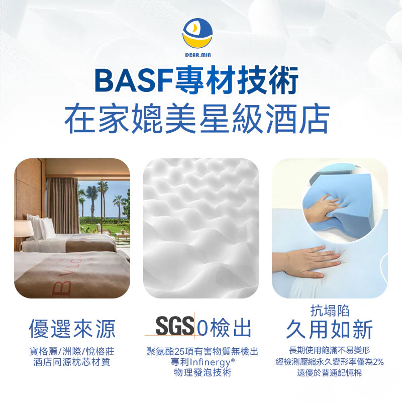 Dear.min｜雲感多重軟芯柔托緩壓 Peace 柔眠枕【香港行貨】 舒緩頸痛 改善睡眠 人體工學Pillow 記憶棉枕頭