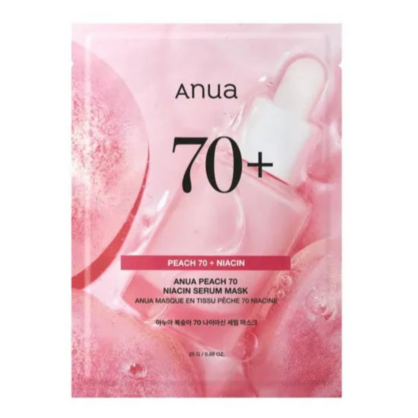 Anua｜Peach 70＋Niacin Serum Mask Peach 70%+Niacinamide 2% (Vitamin B3) Essence Mask [Parallel Imported Product]