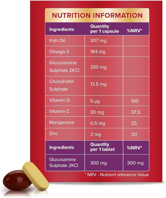 七海健絡｜關節護理補充食品 (30日份) 英國版 JointCare MAX GLUCOSAMINE with Omega-3 【平行進口產品】