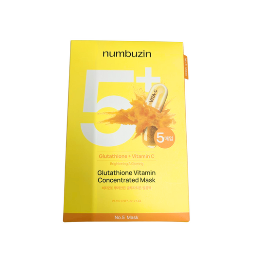 Numbuzin｜"5片裝" No.5+ 穀胱甘肽維他命C藥丸亮白面膜套裝 韓國數字面膜 numbuz:n Mask No.5 (每片27ml*5pcs)【平行進口】