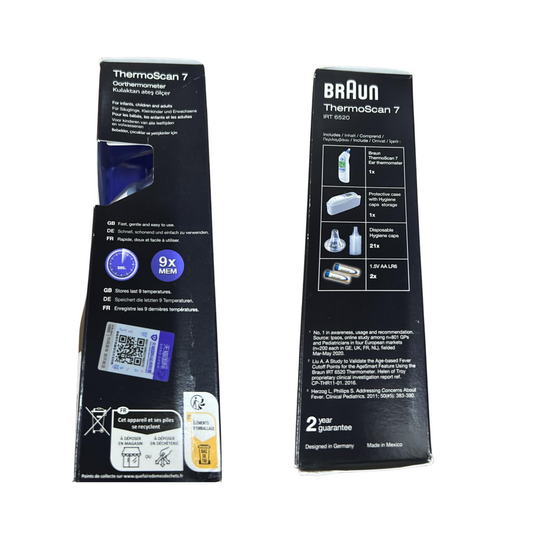 Braun｜IRT6520 中國版 電子耳溫計 百靈牌 ThermoScan 7 IRT 6520 專業式耳溫槍探熱器【平行進口】