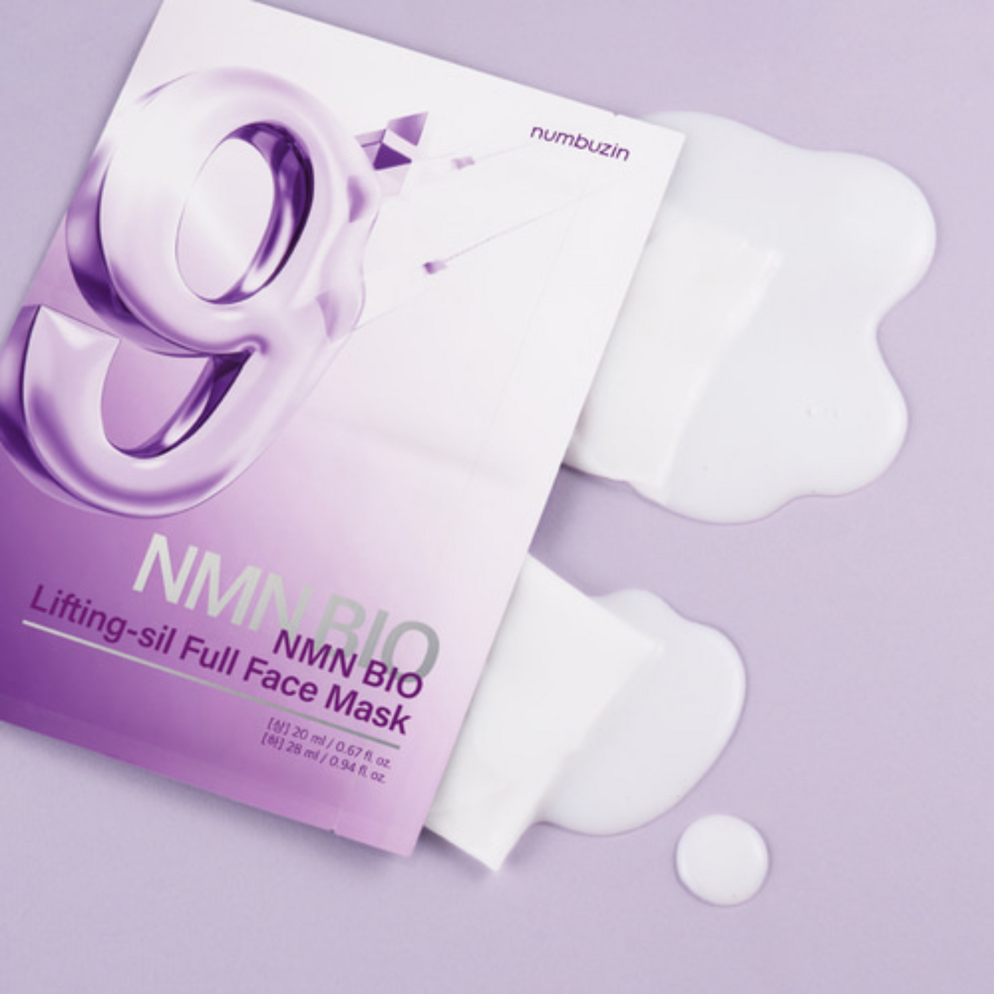 Numbuzin｜No.9 NMN Bio Lifting-sil Full Face Mask (4 Pieces) + Face band [Parallel Imported Product] 