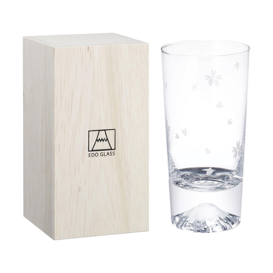 田島硝子｜TAJIMA GLASS EDO GLASS 高杯版櫻花富士山玻璃杯 400ml (TG16-015-TS)【附真品證書卡】