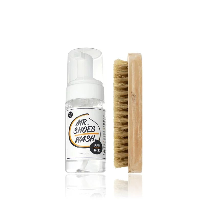 T-Fence Shoe Cleaning Agent | Dual-Effect Cleaning and Maintenance Mousse 120ml (with bristle brush) | Made in Taiwan, extremely effective at removing stains from all materials. 