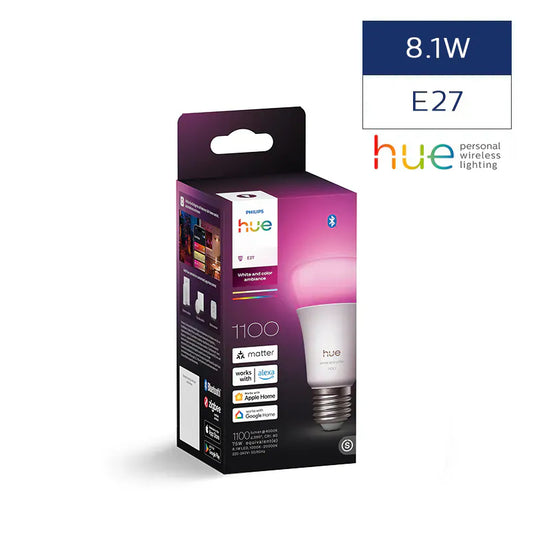 Philips｜Hue A60 E27 1100lm 彩光智能燈泡燈膽 (藍牙版)【香港行貨｜2年保養】