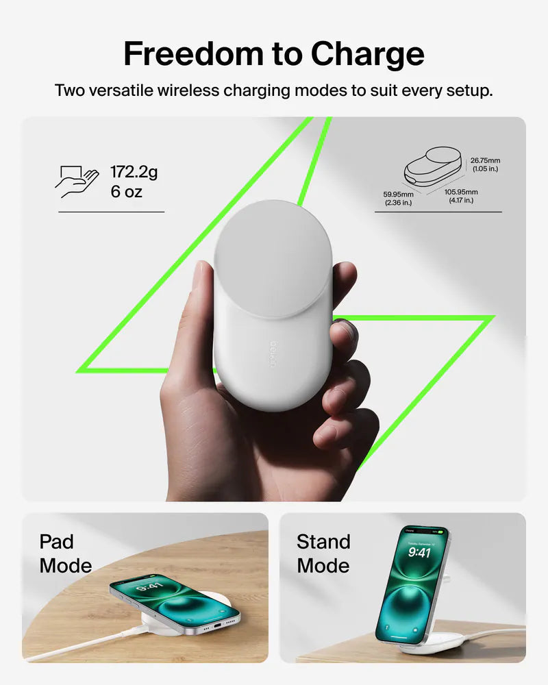 Belkin UltraCharge Qi2 3-in-1 Foldable Magnetic Charger 25W - Black/White [Hong Kong Genuine Product | 2-Year Warranty]