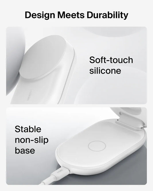 Belkin UltraCharge Qi2 3-in-1 Foldable Magnetic Charger 25W - Black/White [Hong Kong Genuine Product | 2-Year Warranty]