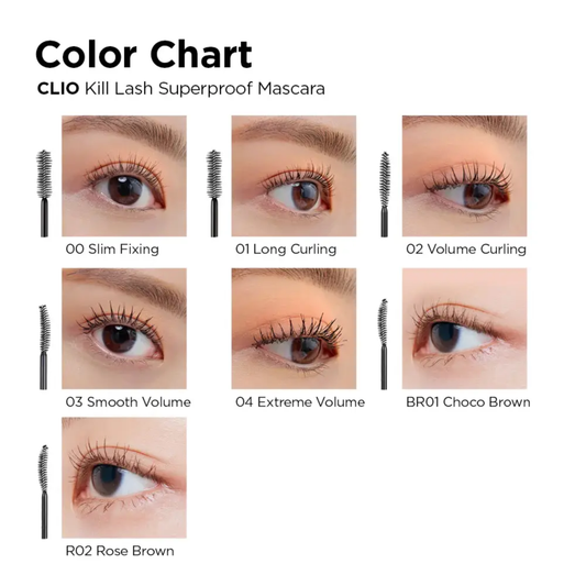 CLIO｜Kill Lash Superproof Mascara 極緻捲翹超防水睫毛膏 #01/02｜CLIO王牌 超濃密 防暈染 不結塊 捲翹持久