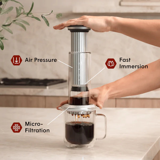 AeroPress｜愛樂壓 玻璃 金屬製 旅行戶外手壓咖啡萃取器 手壓式按壓咖啡器 Travel Coffee Maker - AeroPress Premium