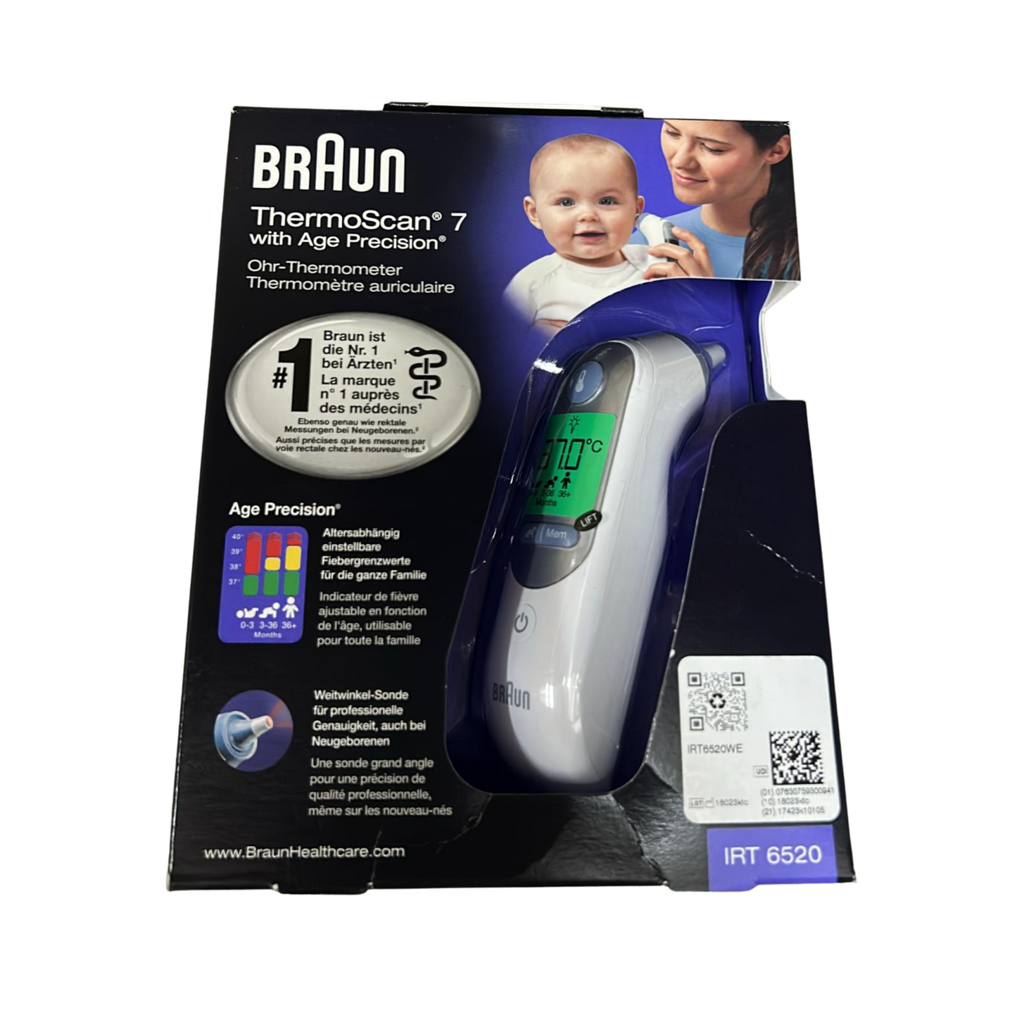 Braun｜IRT6520 中國版 電子耳溫計 百靈牌 ThermoScan 7 IRT 6520 專業式耳溫槍探熱器【平行進口】
