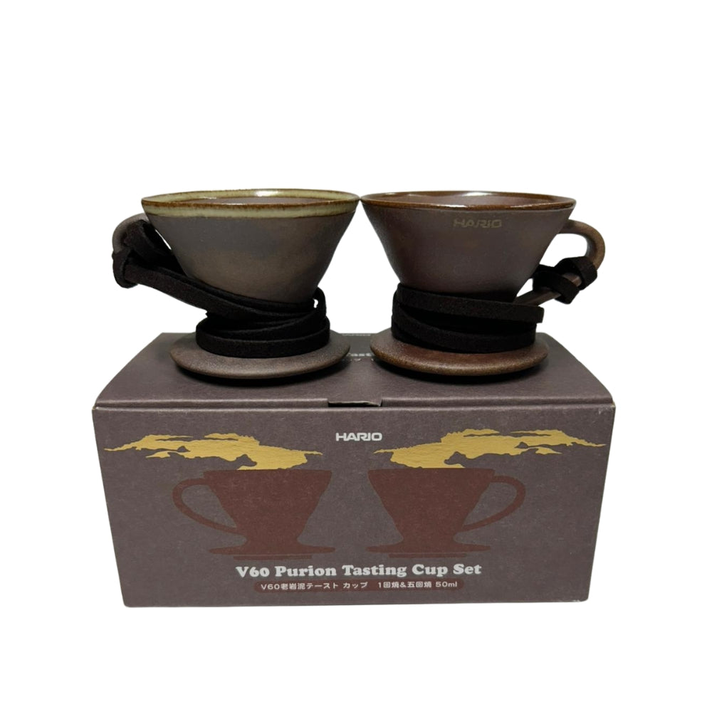 Hario ｜V60 老岩泥品飲杯套組 口感昇華咖啡小杯 (2* 50ml) 一次燒+五次燒 CUP-TAU-BRS【平行進口產品】