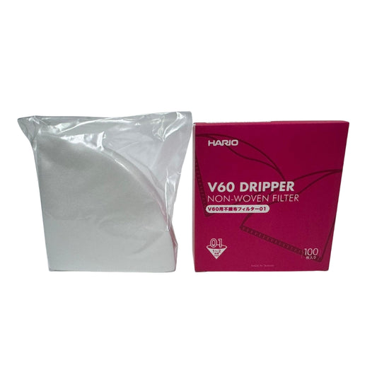 Hario｜V60 01 不織布錐形濾布 100張 (VCB-01-100W) Hario台灣限定 特別設計的手沖咖啡"濾紙"【平行進口產品】