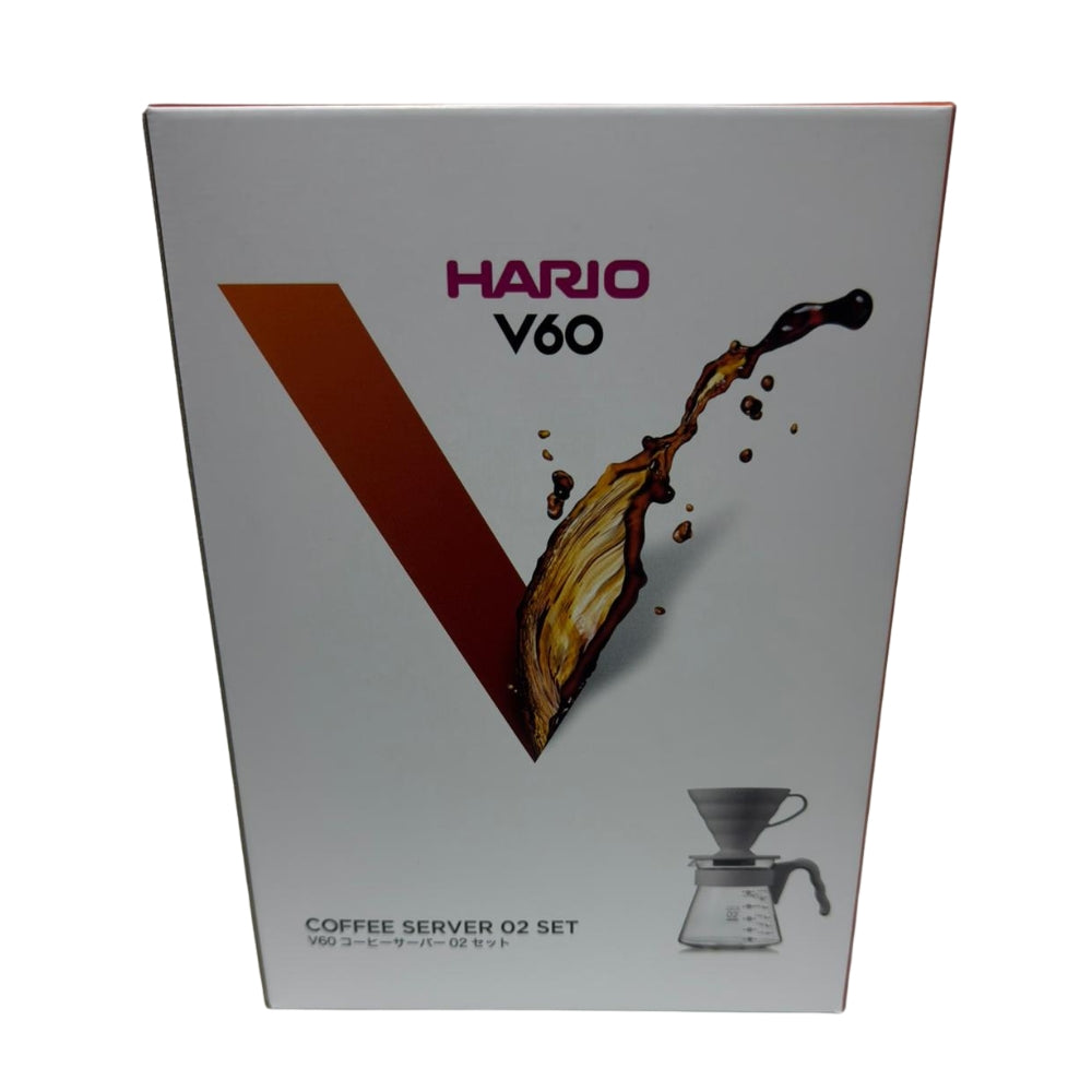 HARIO | V60 02膠濾杯 手沖咖啡壺組 淺灰色 基礎入門套裝 (附40張濾紙, 1-4杯用) VCSD-02-PGR【平行進口產品】