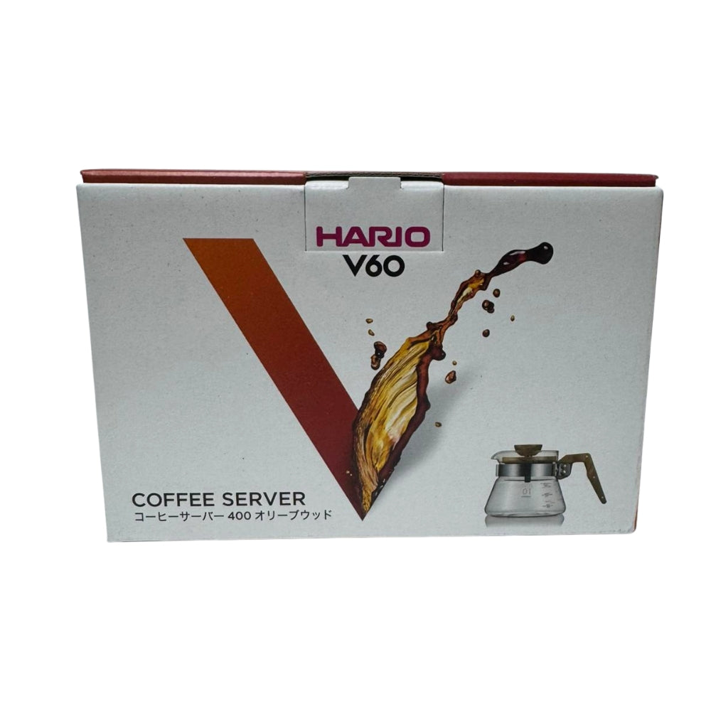 HARIO｜V60 01 橄欖木系列 手沖咖啡壺 玻璃下壺 Coffee Server (VCWN-40-OV)【平行進口產品】