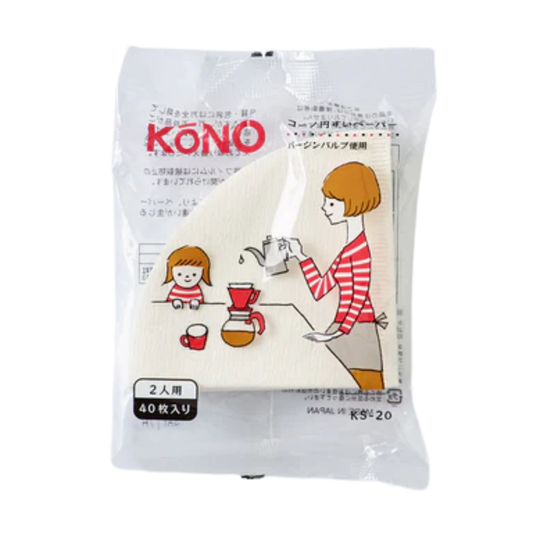 KONO | 漂白手沖咖啡濾紙 錐形濾紙 (1-2杯用) 40張 KS-20【平行進口】