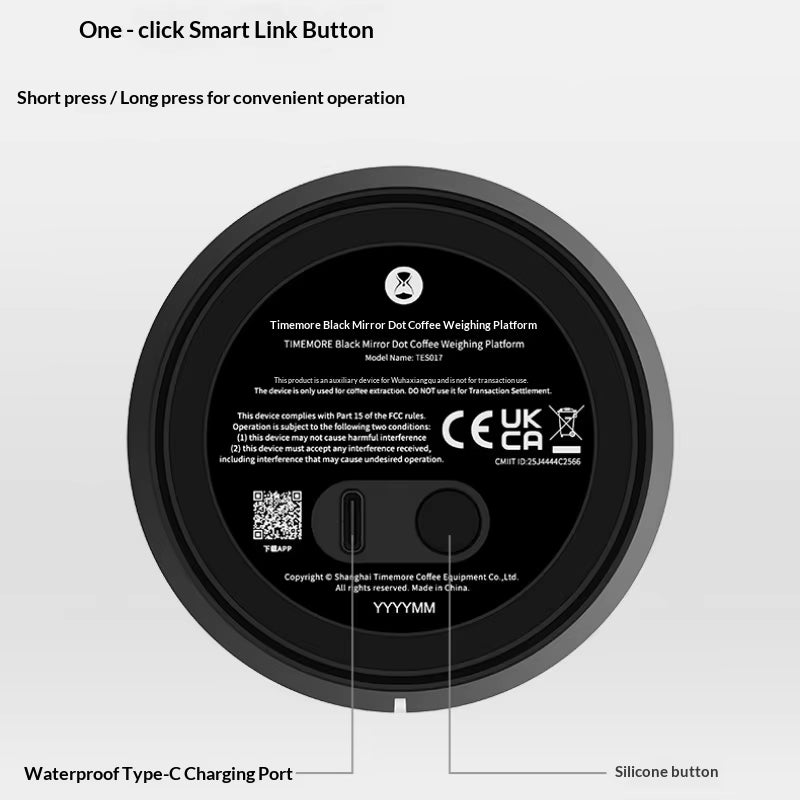 TIMEMORE泰摩 | 黑鏡 Dot 咖啡電子秤｜無螢幕智慧 App 互聯 輕薄藍牙咖啡秤【1年保養】 - OTL Mall