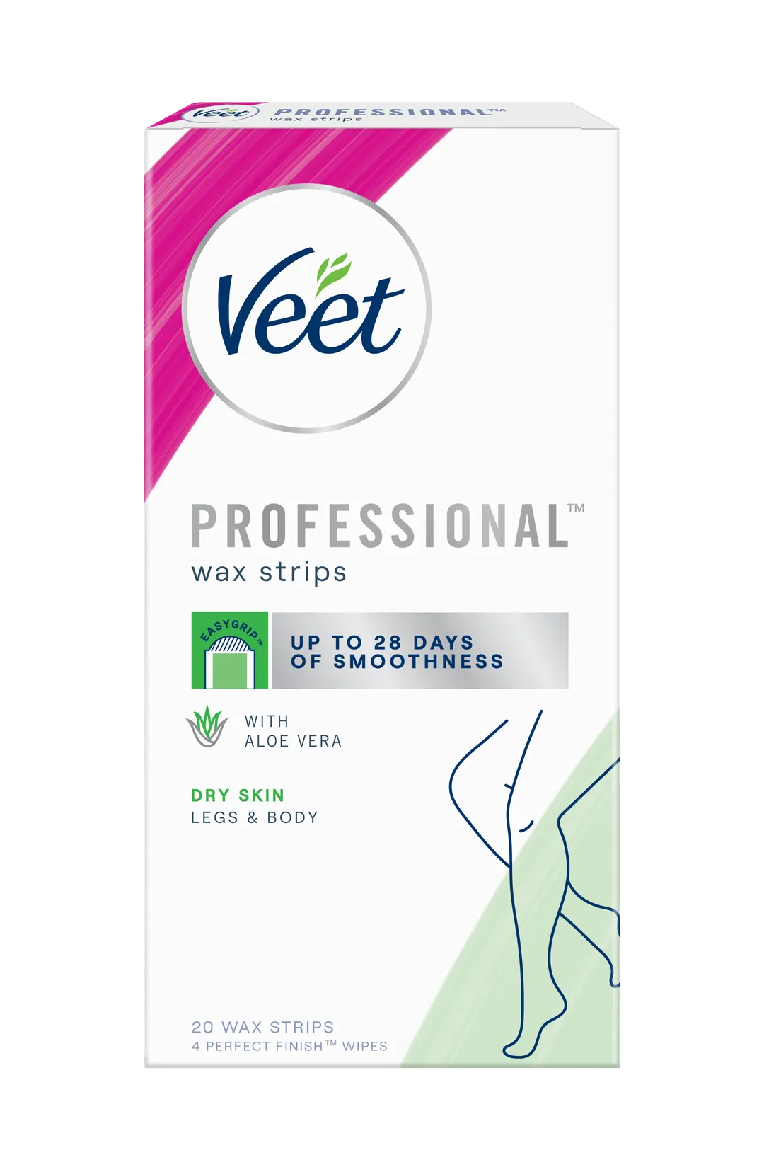 Veet 薇婷｜專業脫毛蠟紙 20張 -乾性/普通/敏感肌膚配方｜為腿部與身體除毛設計【平行進口產品】