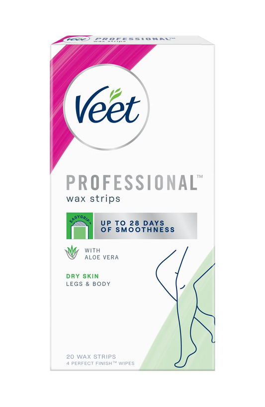 Veet 薇婷｜專業脫毛蠟紙 20張 -乾性/普通/敏感肌膚配方｜為腿部與身體除毛設計【平行進口產品】