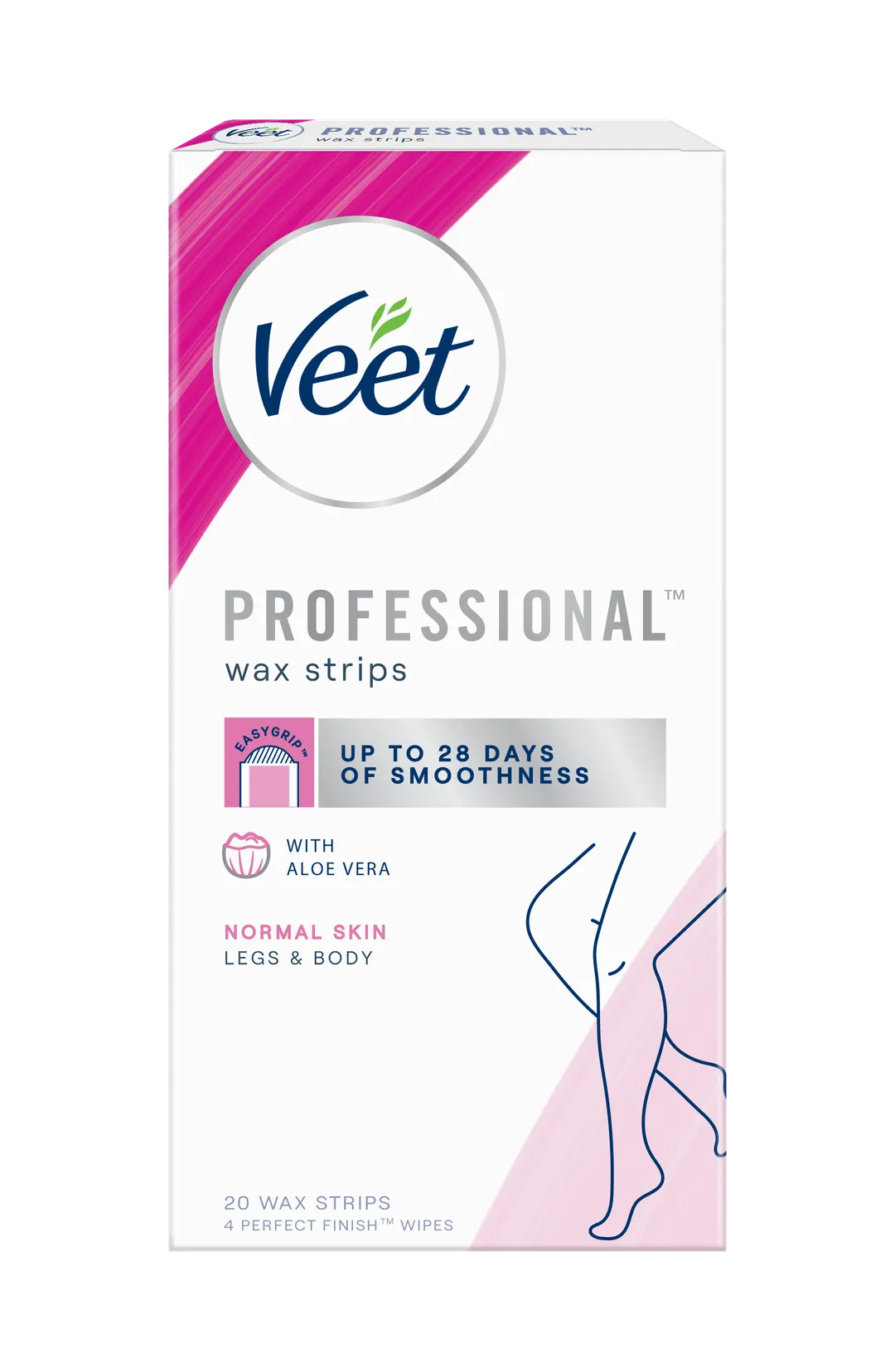 Veet 薇婷｜專業脫毛蠟紙 20張 -乾性/普通/敏感肌膚配方｜為腿部與身體除毛設計【平行進口產品】