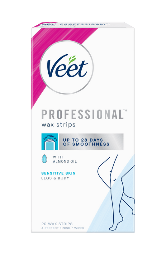 Veet 薇婷｜專業脫毛蠟紙 20張 -乾性/普通/敏感肌膚配方｜為腿部與身體除毛設計【平行進口產品】
