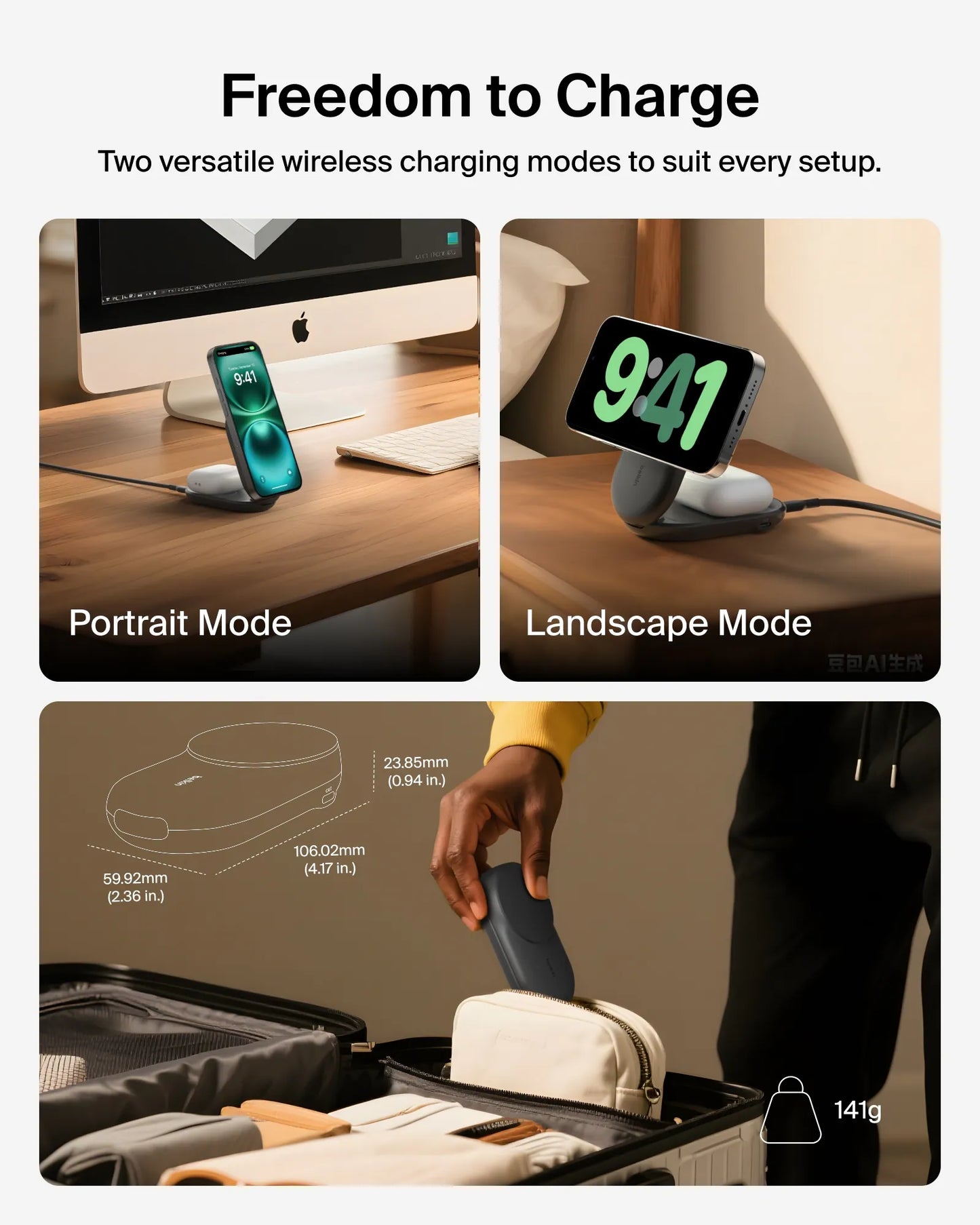 Belkin UltraCharge Qi2 2-in-1 Foldable Magnetic Charger 25W WIZ039my (Round Form) [Hong Kong Genuine Product | 2-Year Warranty]