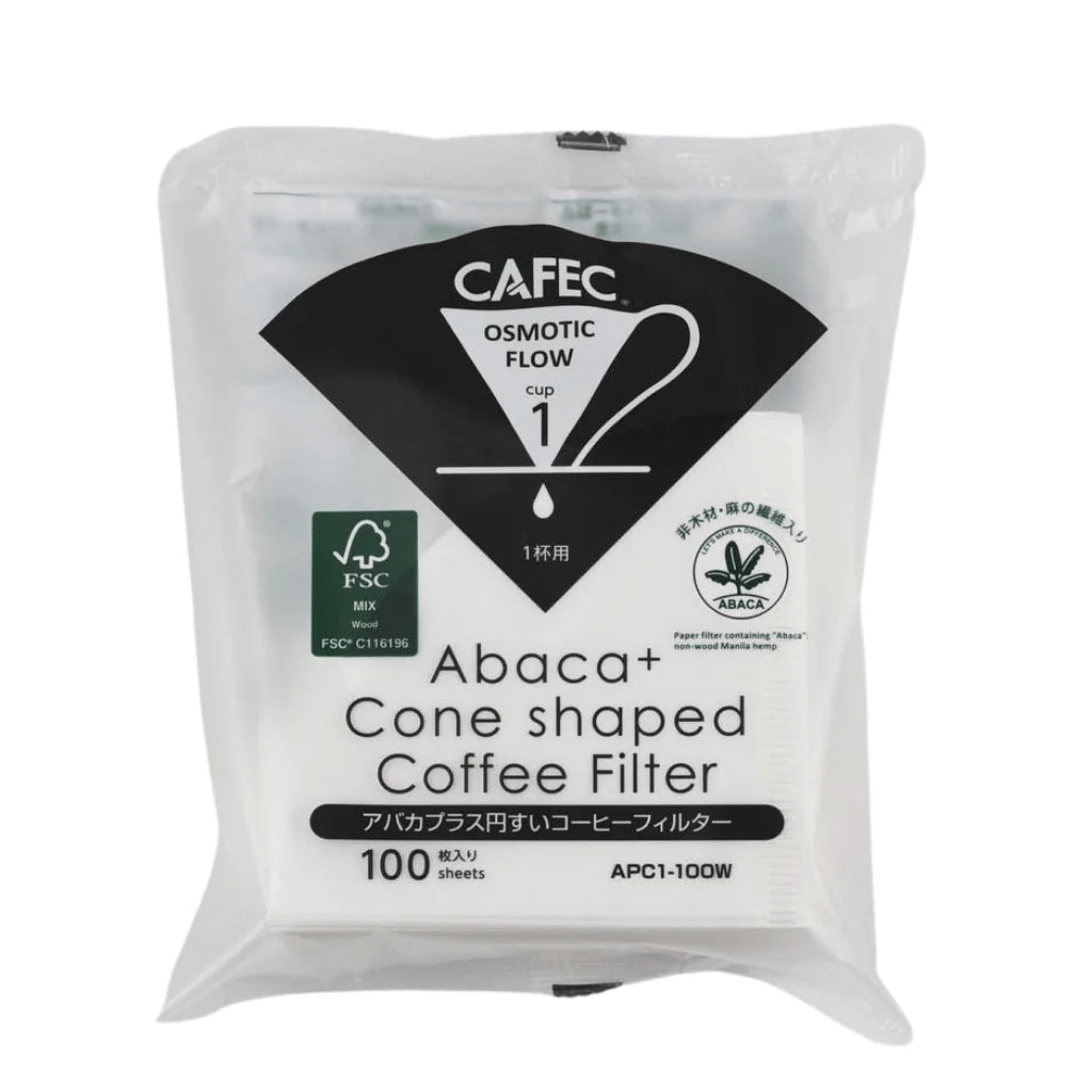 CAFEC｜Abaca+ 手沖咖啡專用濾紙 Coffee Paper Filter APC1-100W (1杯用｜100 PCS)