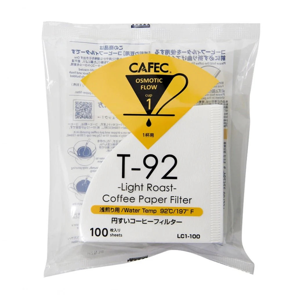 CAFEC｜T-92 淺焙手沖咖啡專用濾紙 Light Roast Coffee Paper Filter LC-100 (1杯用｜100 PCS)