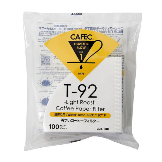 CAFEC｜T-92 淺焙手沖咖啡專用濾紙 Light Roast Coffee Paper Filter LC-100 (1杯用｜100 PCS)
