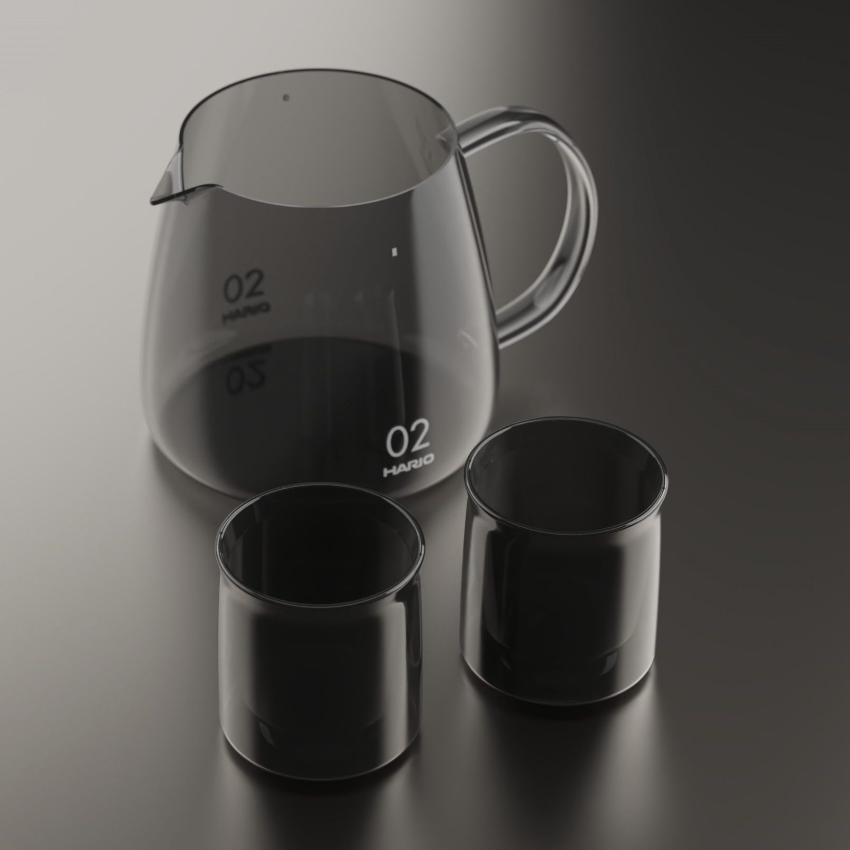 [Discount Package] Hario｜V60 BARISTA 02 Coffee Maker 600ml + Grey Double-layer Glass Cup 2-in-1 [Parallel Imported Product]