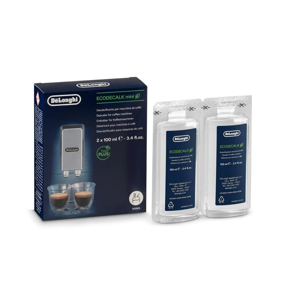 De'Longhi | Delonghi EcoDecalk Mini DLSC200 Coffee Machine Descaler (100ml*2) Coffee Machine Descaling Coffee Machine Maintenance
