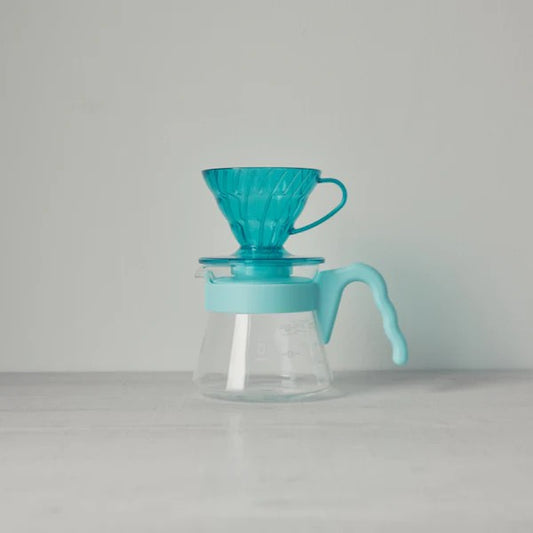 HARIO | 日本製V60 01 20周年限量色彩手沖咖啡壺組 附40張濾紙 01膠濾杯組合 VCSD-01-20CP【平行進口產品】