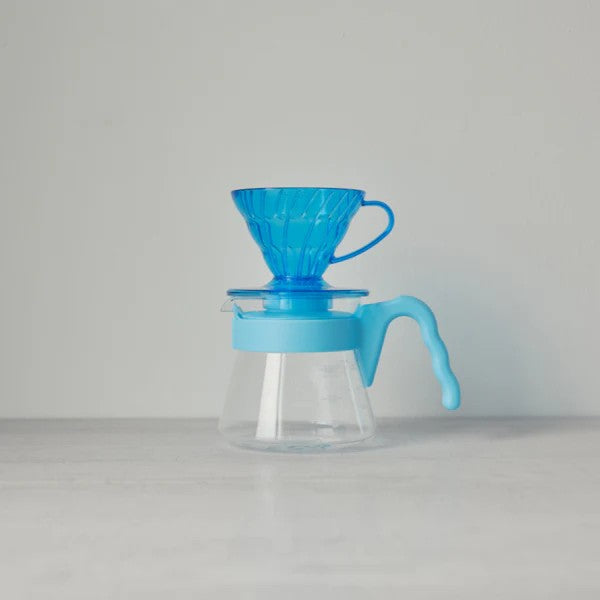 HARIO | 日本製V60 01 20周年限量色彩手沖咖啡壺組 附40張濾紙 01膠濾杯組合 VCSD-01-20CP【平行進口產品】