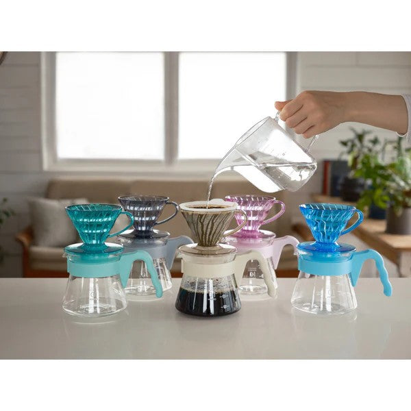 HARIO | 日本製V60 01 20周年限量色彩手沖咖啡壺組 附40張濾紙 01膠濾杯組合 VCSD-01-20CP【平行進口產品】