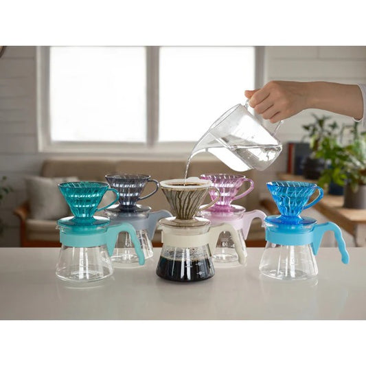 HARIO | 日本製V60 01 20周年限量色彩手沖咖啡壺組 附40張濾紙 01膠濾杯組合 VCSD-01-20CP【平行進口產品】