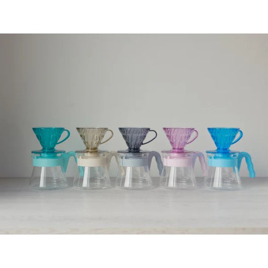 HARIO | 日本製V60 01 20周年限量色彩手沖咖啡壺組 附40張濾紙 01膠濾杯組合 VCSD-01-20CP【平行進口產品】