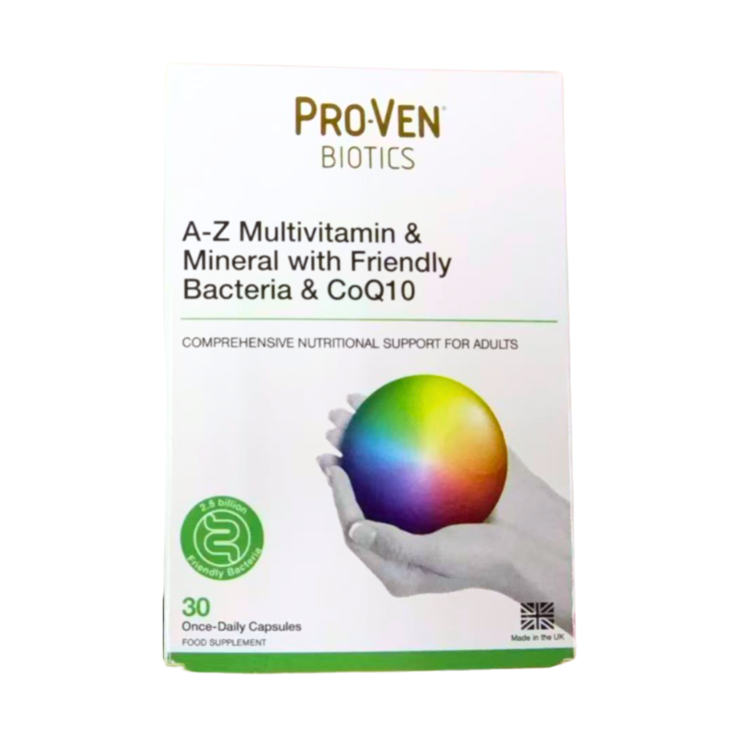 ProVen Biotics | 【UK Verison】A to Z Multivitamin & Mineral with Friendly Bacteria & CoQ10
30 Capsules【Parallel Import Product】
