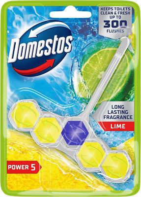 Domestos | Power 5 Toilet Rim Block 50g x 9 | 5-in-1 Design | Cleans, Long-lasting Fragrance, Prevents Limescale, Rich Foam, and Shine