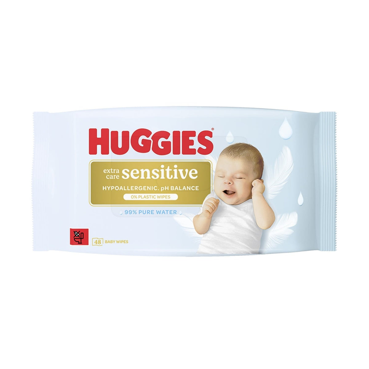 HUGGIES｜Extra Care Sensitive 嬰兒溫和低敏濕紙巾 48張｜99%純水 無香精低敏【平行進口產品】